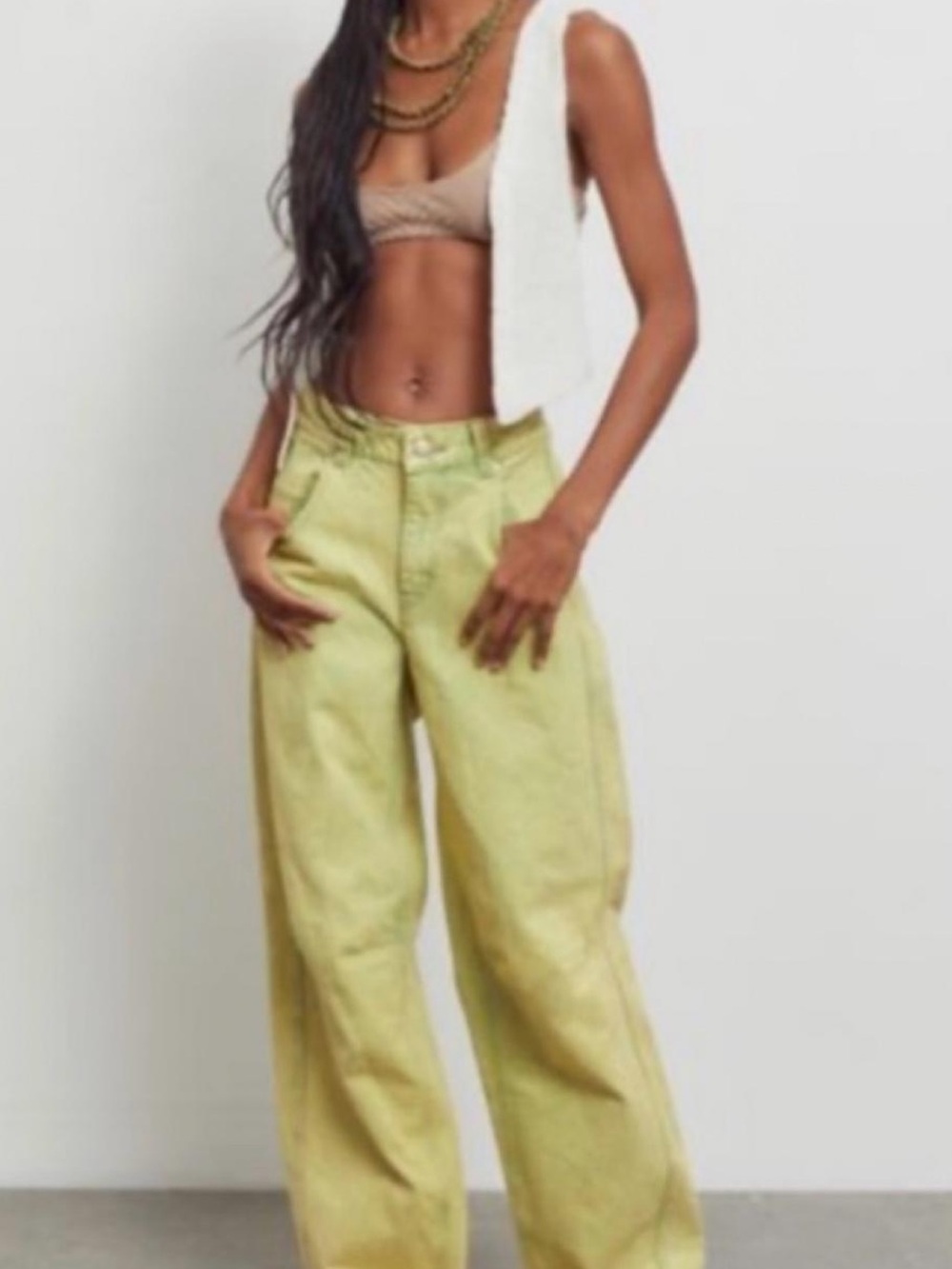 BDG Wide Leg Baggy Barrel Jeans Lime Green Denim 24 Waist Urban Outfitters EUC - Picture 5 of 11